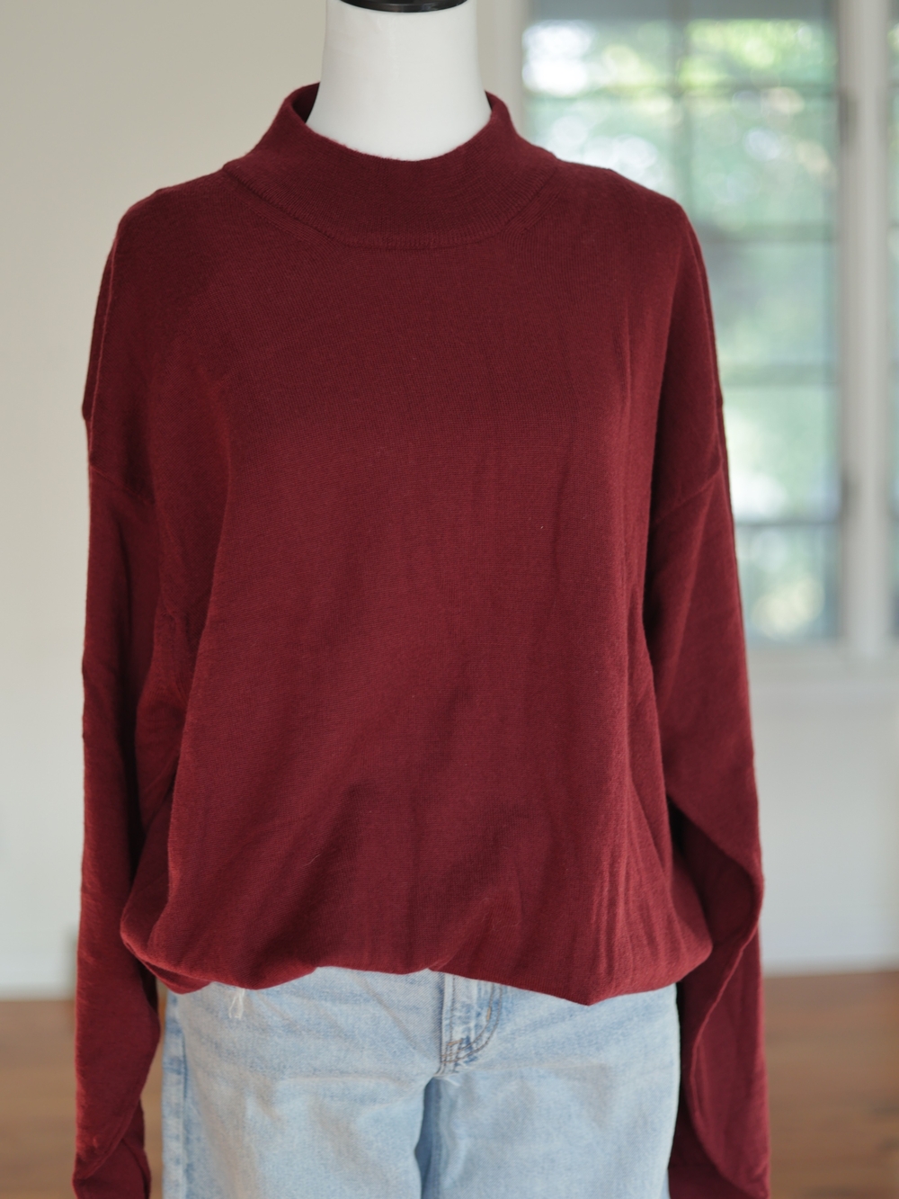 Vintage Pendleton 100% Merino Wool Mock Neck Sweater Burgundy